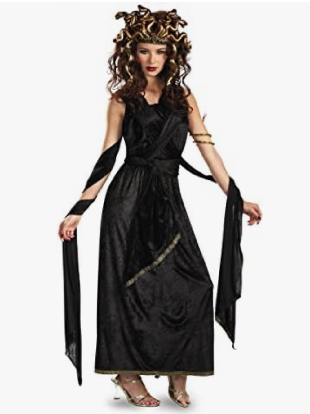 Disguise Medusa Black and Gold Women's Costume Dress